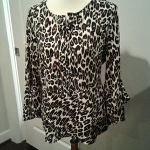 Chico Leopard Bell Sleeve Top, Chico size 2